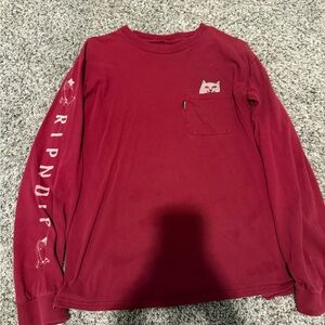 Y2K Ripndip Burgundy Long Sleeve with Cat Graphic